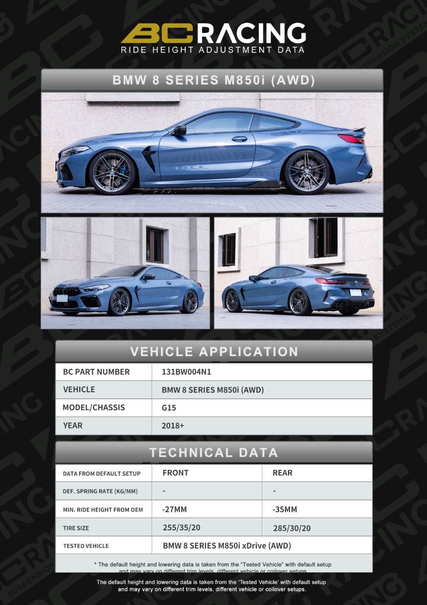 BC Racing ASP Series Springs for 2018+ BMW 8 Series 850i AWD