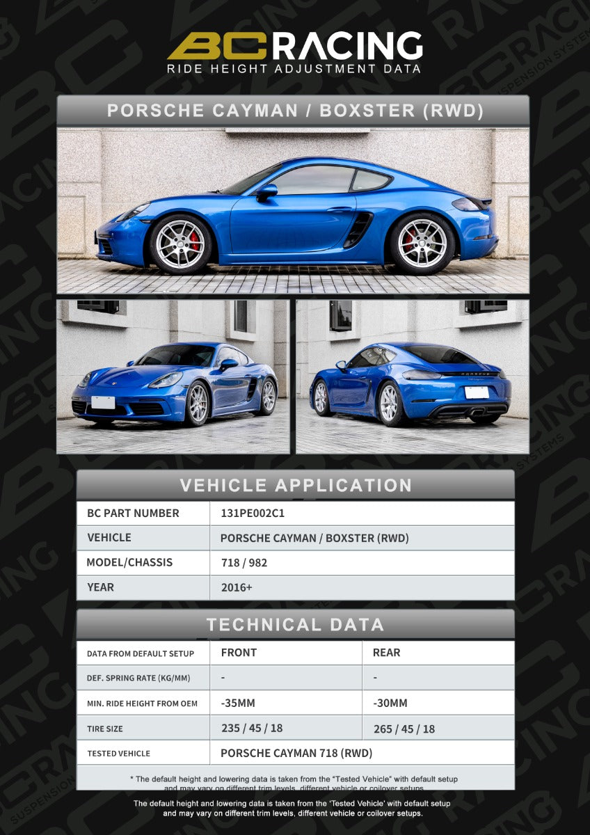 BC Racing ASP Series Springs for 2017+ Porsche Cayman RWD (982)