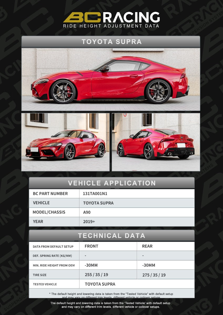 BC Racing ASP Series Springs for 2020+ Toyota Supra (A90)