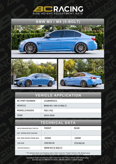 BC Racing ASP Series Springs for 2014-2018 BMW M4 RWD (F82/F83)