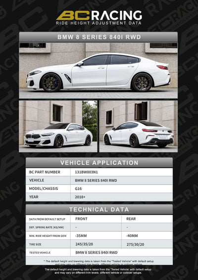 BC Racing ASP Series Springs for 2018+ BMW 8 Series 840i RWD