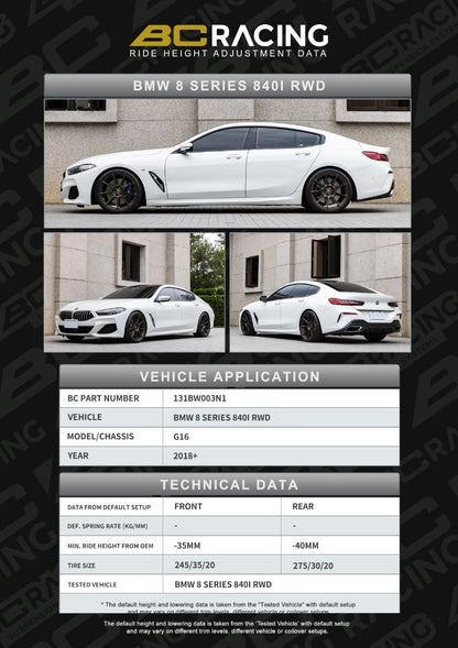 BC Racing ASP Series Springs for 2018+ BMW 8 Series 840i RWD