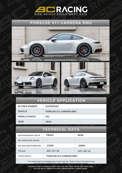 BC Racing ASP Series Springs for 2020+ Porsche 911 Carrera RWD (992)