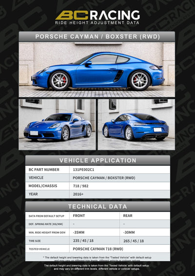 BC Racing ASP Series Springs for 2017+ Porsche Boxster RWD (982)